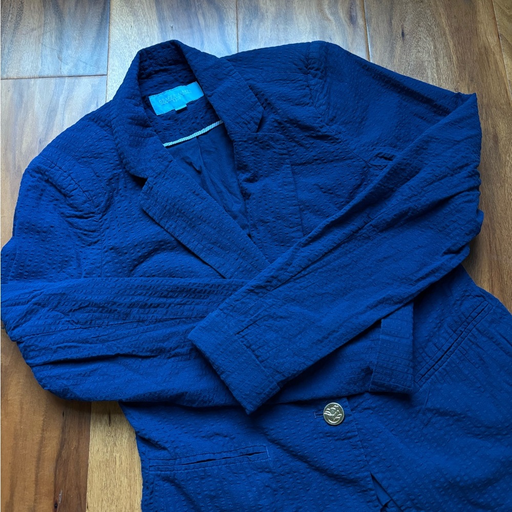 Draper James Navy Eyelet Textured Blazer